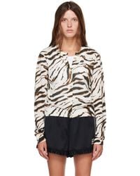 Ganni - Off- Sheer Printed Cotton Cardigan - Lyst