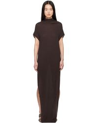 Rick Owens - Robe Longue À Manches Courtes Crater Brune - Lyst