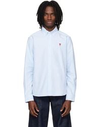 Ami Paris - Classic Long Sleeve Button-Down Collar Embroidered Adc Shirt - Lyst