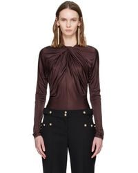 Balmain - Burgundy Ls Twist Detail Bodysuit - Lyst