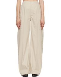 MM6 by Maison Margiela - Off- Light Cotton Twill Wide-Leg Trousers - Lyst