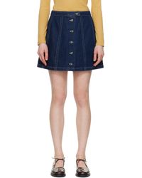 A.P.C. - Minijupe Pipa Bleu Marine En Denim - Lyst