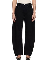 Agolde - Jean Fuselé Luna Noir À Taille Haute Et À Goussets - Lyst