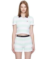 CASABLANCA - Stripe Shirred Polo - Lyst