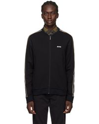 BOSS - Black Embroidered Track Jacket - Lyst