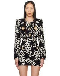 Area - Black & Off-white Crystal Medallion Blazer - Lyst