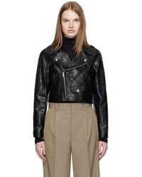 AURALEE - Cropped Riders Lamb Leather Jacket - Lyst
