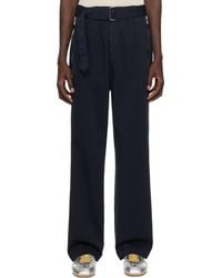 Dries Van Noten - ネイビー ベルト ストレートパンツ - Lyst