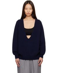 Baserange - Pull Soar Bleu Marine À Col En V - Lyst