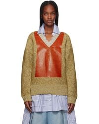 JW Anderson - タン＆オレンジ Vネック レース トリム セーター - Lyst