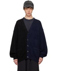 Vetements - Cardigan Déconstruit Noir Et Bleu Marine À Couture Centrale Et Panneaux - Lyst