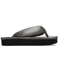 Rick Owens - Tongs Gris Acier En Cuir D'Agneau Aspect Peau De Pêche - Lyst