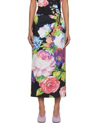 Moschino - Printed Stretch Cotton Midi Skirt - Lyst