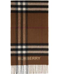 Burberry - Beige & Brown Contrast Check Scarf - Lyst