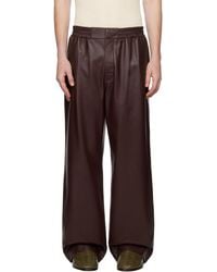 Bottega Veneta - Burgundy Wide-leg Leather Pants - Lyst