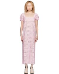 Ganni - Pink Vented Midi Dress - Lyst