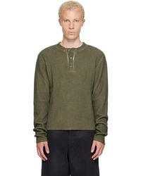 424 - Khaki Long-Sleeve Thermal Jersey Henley - Lyst