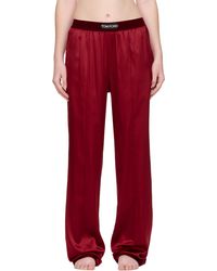 Tom Ford - Pantalon De Détente Rouge En Satin Extensible De Soie - Lyst