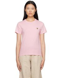 Maison Kitsuné - T-shirt rose à logo de renard - Lyst