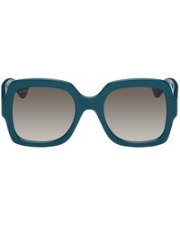 Gucci - Lunettes de soleil carrées surdimensionnées bleues - Lyst