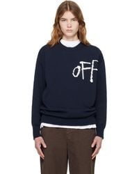 Off-White c/o Virgil Abloh - Bookish Shared Cotton Knit Crewneck Sweater - Lyst