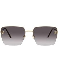 Cartier - Gold 'panthère De ' Square Sunglasses - Lyst