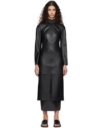 Totême - Toteme Black Paneled Leather Midi Dress - Lyst