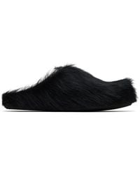 Marni - Long Hair Calfskin Fussbett Sabot Loafers - Lyst