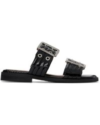 Ganni レッド Feminine Buckle ツーストラップ サンダル