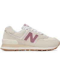New Balance - Beige & Pink 574 Sneakers - Lyst