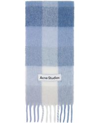 Acne Studios - Écharpe Bleu Et Blanc En Mohair À Carreaux - Lyst