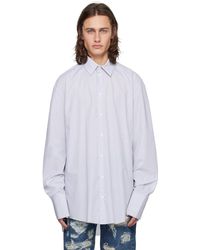 424 - Chemise blanc et bleu marine à rayures fines - Lyst