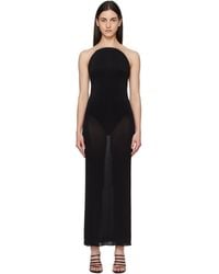 Alaïa - Robe Longue Noire En Jersey À Encolure Sculpturale - Lyst