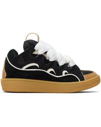 Lanvin - Tan Curb Leather Sneakers - Lyst