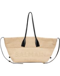 Balmain - Track Raffia Tote - Lyst