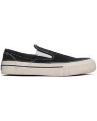 Rhude - Black Washed Canvas Slip-on Sneakers - Lyst