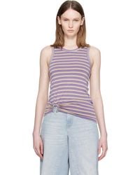Rabanne - Striped Piercing Viscose Jersey Tank Top - Lyst