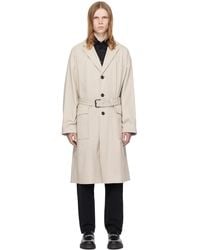 HUGO - Beige Notched Lapel Trench Coat - Lyst