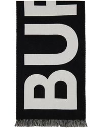 Burberry - Écharpe noir et gris en laine à logos en tissu jacquard - Lyst