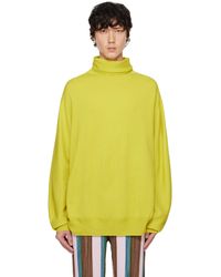 Homme Plissé Issey Miyake - Col Roulé Jaune En Tricot Léger De Laine - Lyst