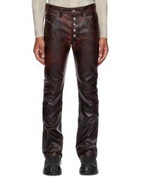 DIESEL - Burgundy P-revol Faux-leather Trousers - Lyst