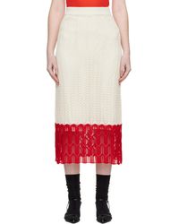 Jil Sander - Off- & Bicolor Lace Midi Skirt - Lyst