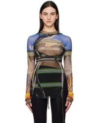 OTTOLINGER - T-Shirt À Manches Longues Déconstruit Multicolore En Filet - Lyst