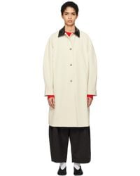 Cordera - Off- Faux-Leather Collar Trench Coat - Lyst
