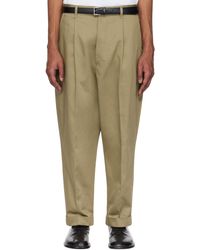 Ami Paris - Khaki Cotton Carrot Oversized Trousers - Lyst