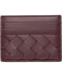 Bottega Veneta - Burgundy Intrecciato Credit Card Holder - Lyst