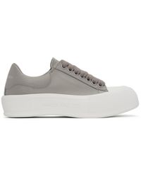 Alexander McQueen Deck Plimsoll Leather Sneakers in Black | Lyst Australia