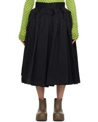 Bottega Veneta - Black Gathered Midi Skirt - Lyst