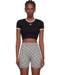 Marine Serre - Moon Logo Ribbed Jersey Cropped T-Shirt - Lyst