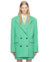 MSGM - Green Double-breasted Coat - Lyst